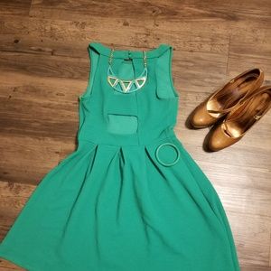Forest Green Open back Dress